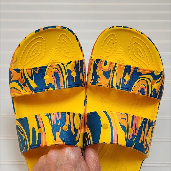 Crocs Classic Unisex Adults Marbled Slide Sandals Size 7 Men\'s/9 Women\'s Yellow main image 5